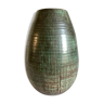 Vase Accolay circa 1950 warhead. Green and brown, streaked décor. Single piece signed - monogrammed - crest