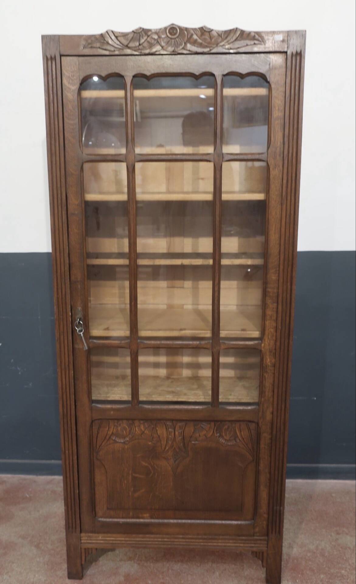 Armoire vitrine porte vitrée bois art déco