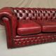 Red leather chesterfield sofa
