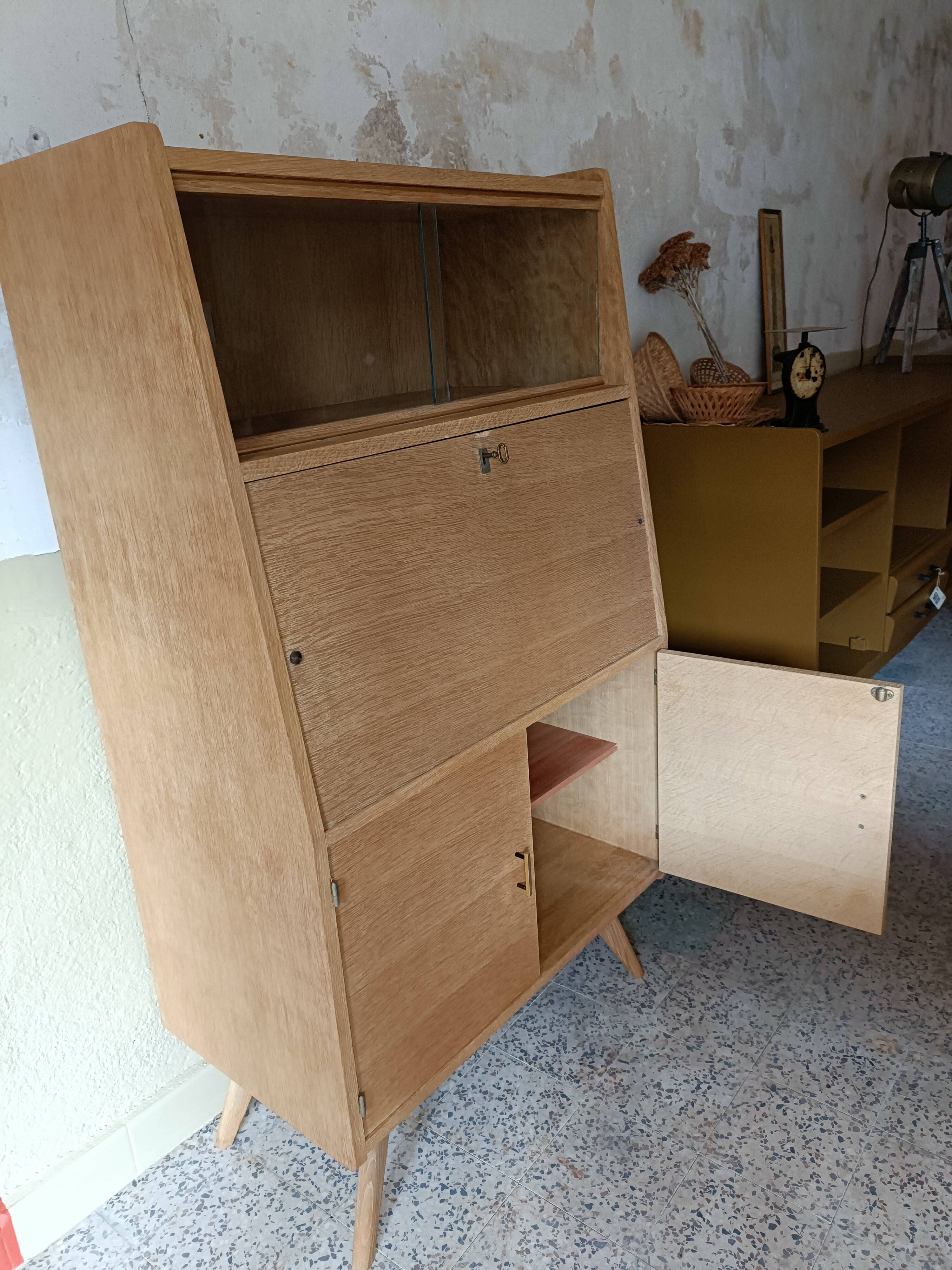 Vintage secretary with compass feet renovated