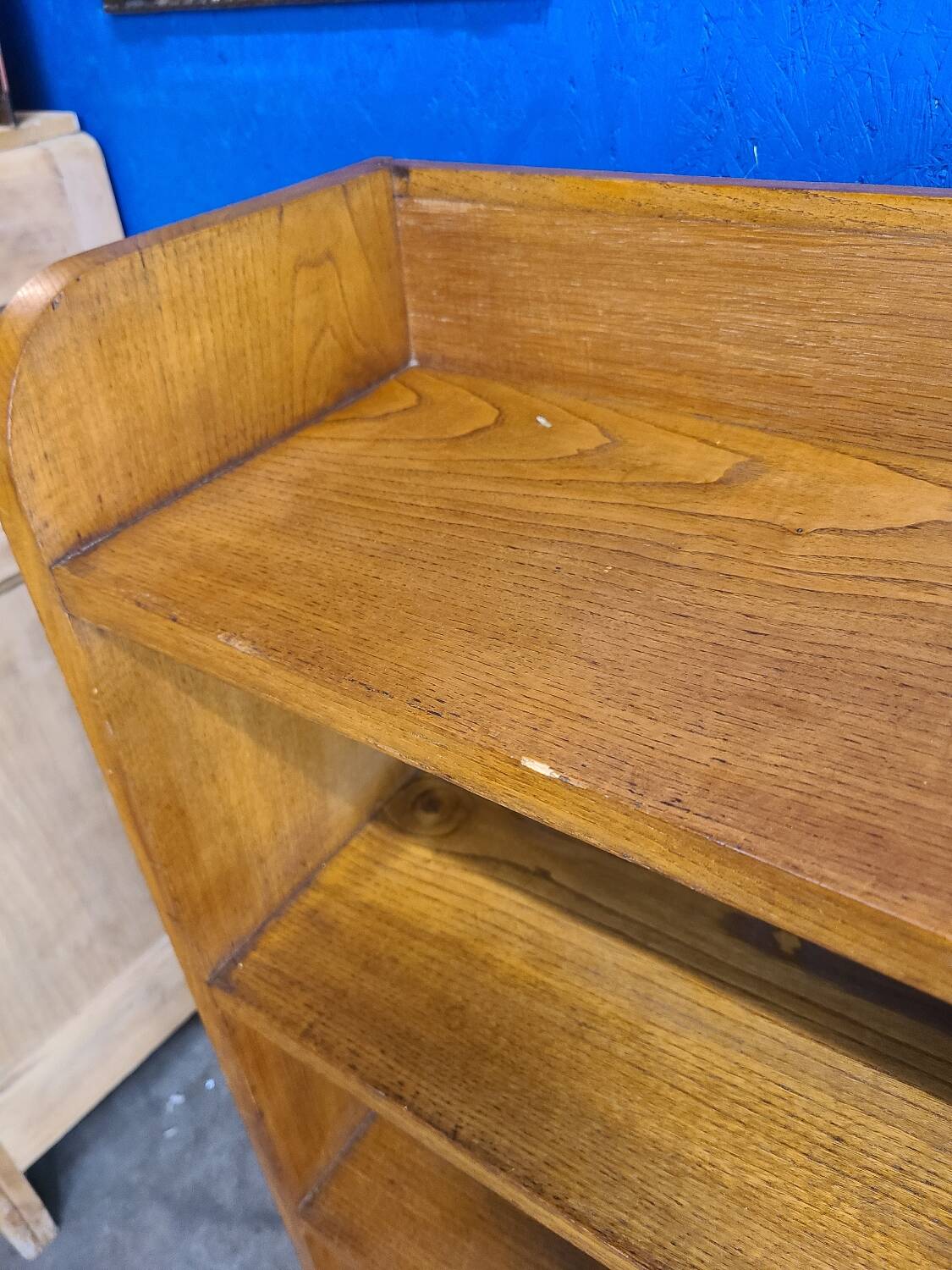 Large shelf, vintage solid oak bookcase from the 60s