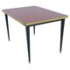 Dining Table, High Gloss Laminate, Brass, Tapered Legs, Navy Blue - XL