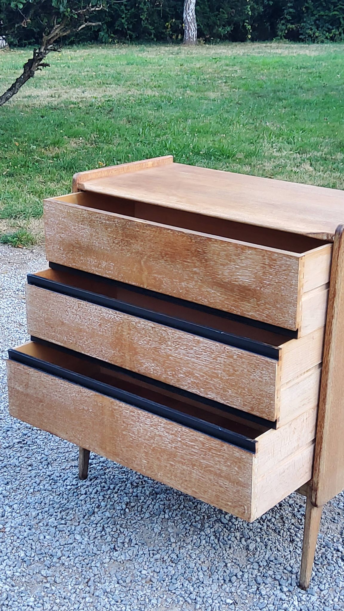 Vintage Gérard Guermonprez chest of drawers with 3 compass feet from the 50s
