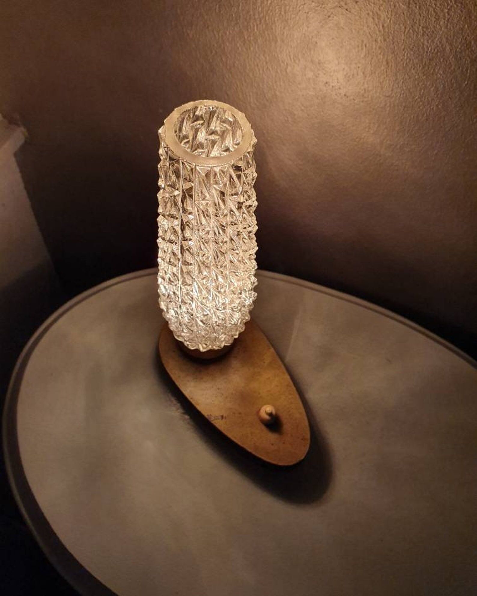 Brass night light with glass lampshade 30s