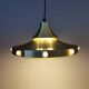 Danish Hanging lamp from the 80s in gold-coloured aluminium with hard-pressed plastic bottom grid an