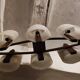 Suspension scandinave, en teck et perspex, 6 feux