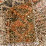 2x9 Vintage Brown & Cream Turkish Runner Rug, 60x263Cm