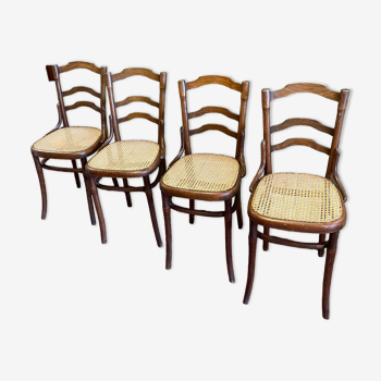 Série 4 chaises bistrot Cannee Lebrun et fils année 20/30