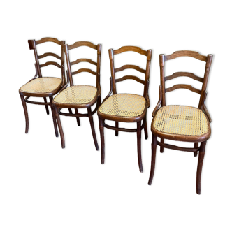 Série 4 chaises bistrot Cannee Lebrun et fils année 20/30