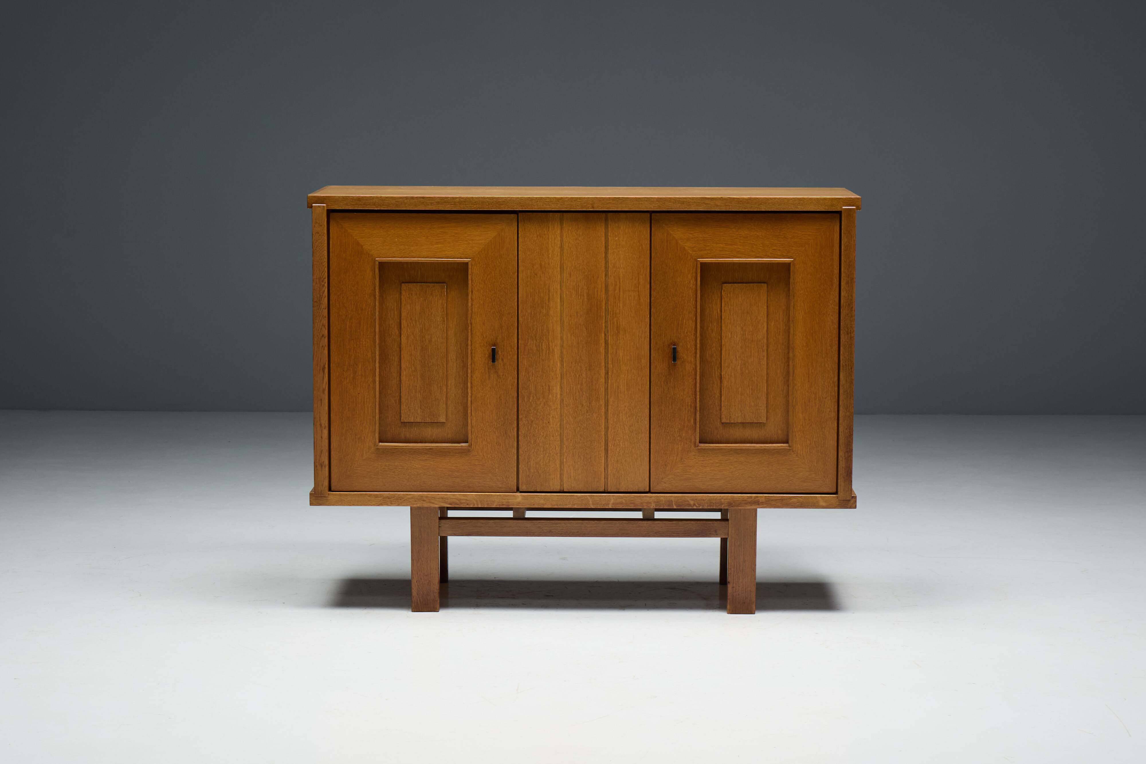 Brutalist Oak Cabinet, Belgium, 1960s