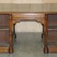 Antique double-sided desk C Hindley & Son in oak and leather