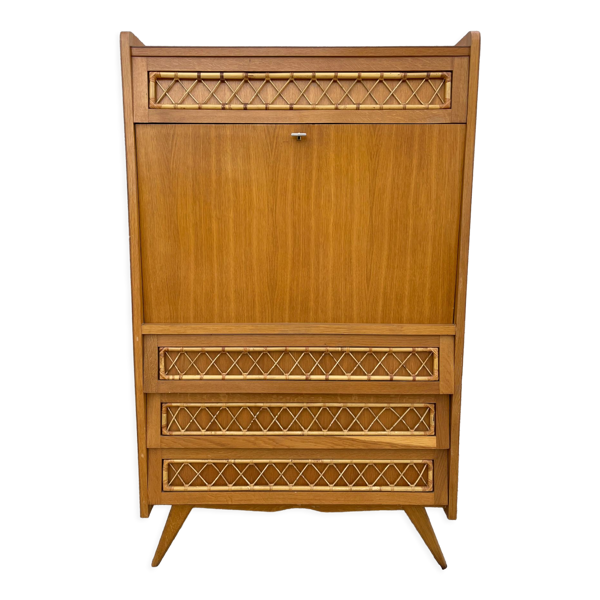 Secretaire décor rotin