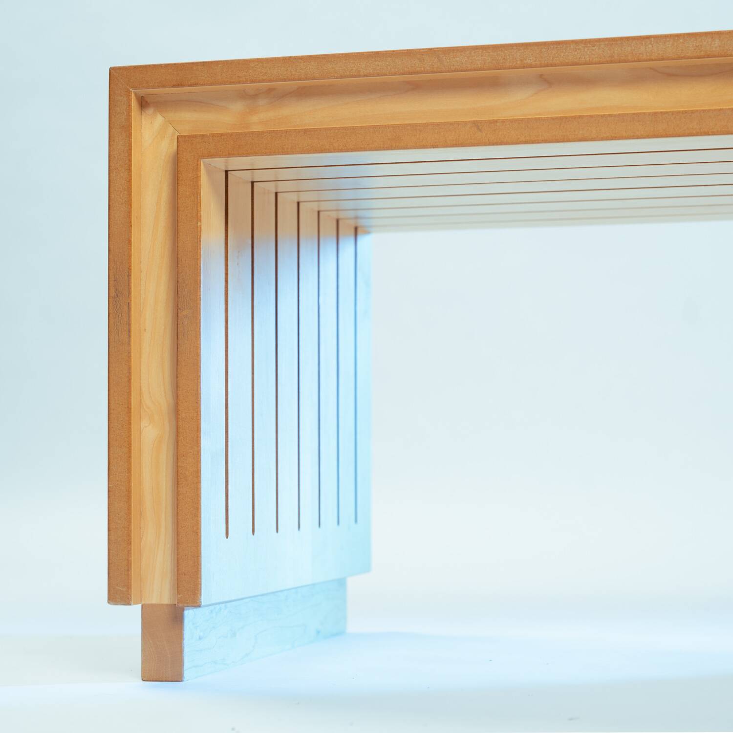 Ruudjan Kokke Dutch design slat bench sidetable, 1980s