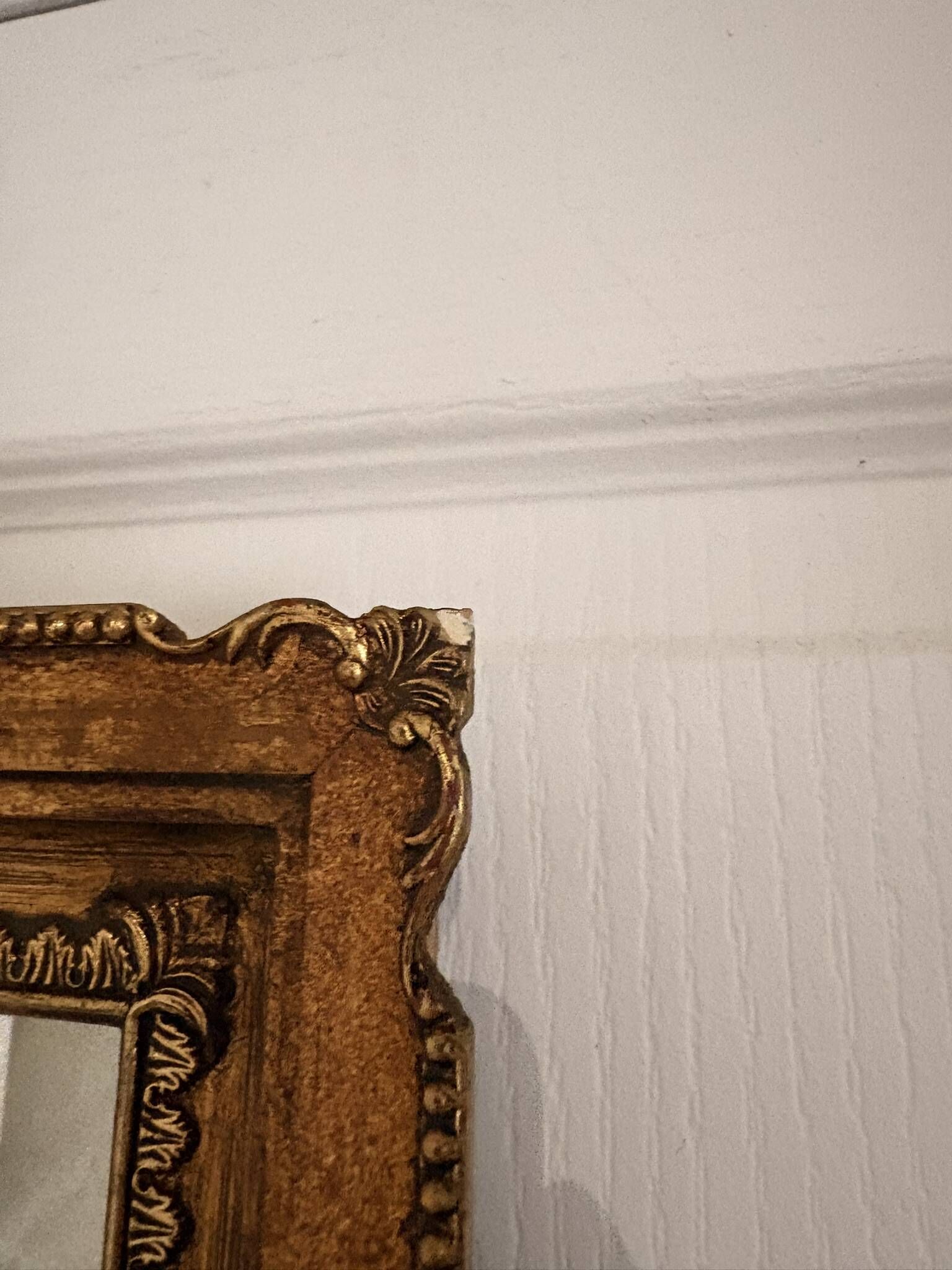 Antique Rectangular Wall Mirror Gold Wood Louis XV XVI Moulding 100x40cm
