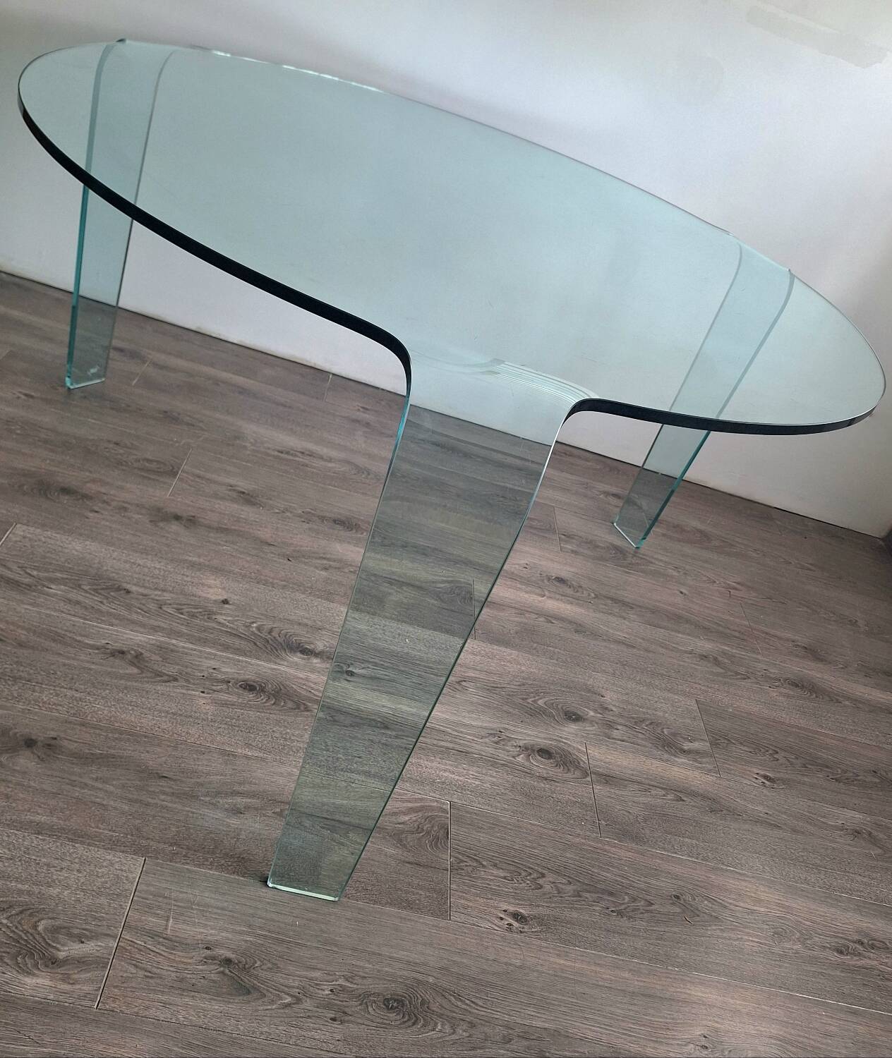 Fiam for Roche Bobois large vintage tripod glass table