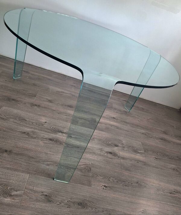 Table tripode en verre Fiam pour Roche Bobois