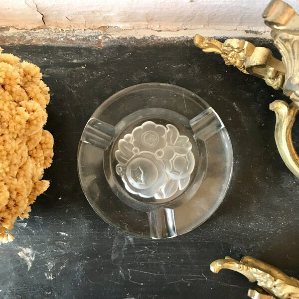 Ashtray art deco glass signed Verlys