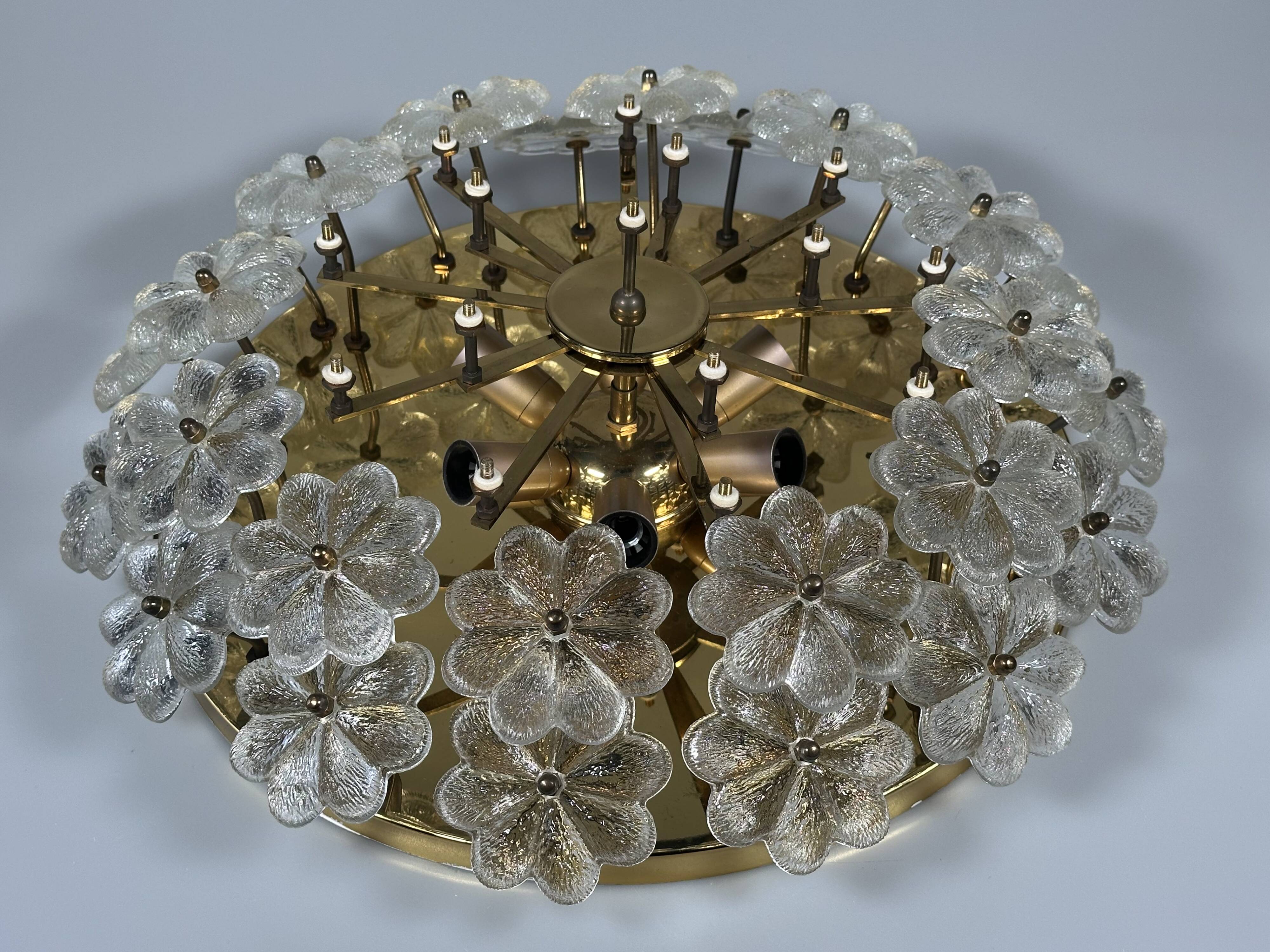 1960s/70s Ceiling Lamp Ernst Palme made of brass and glass, Germany