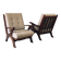 Rustic X Frame Lounge Chairs, Belgium, 1950s, Set of 2