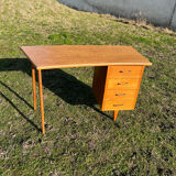 Oak and rattan desk