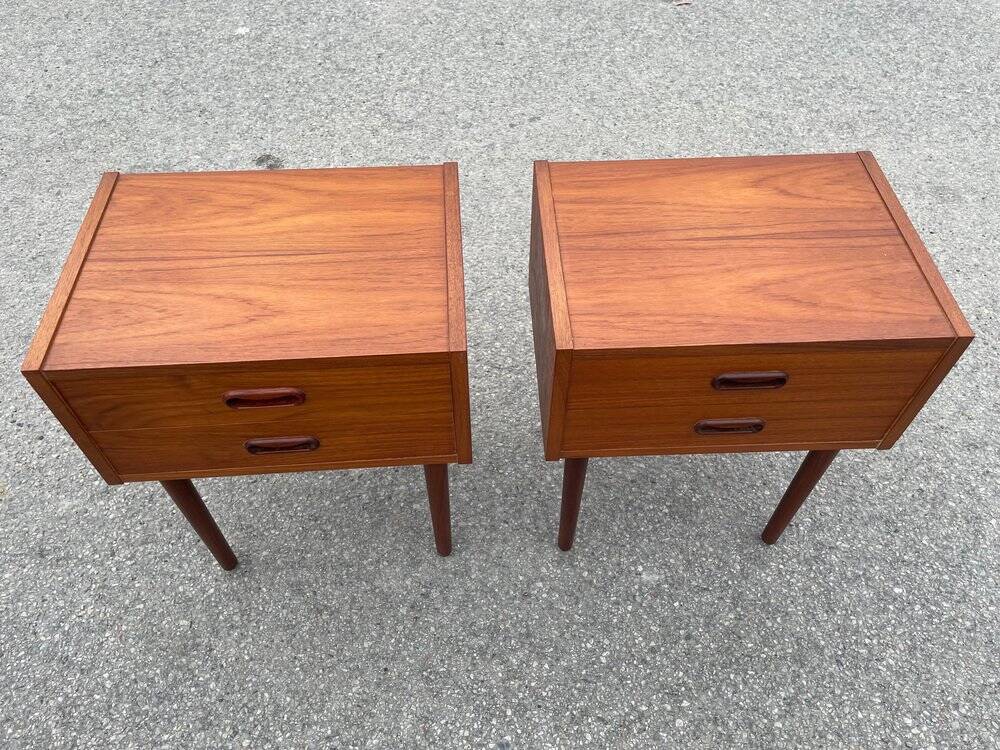 Set of 2 modernist Danish teak bedside tables, 1964