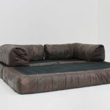 Canapé vintage en cuir patchwork des années 1970