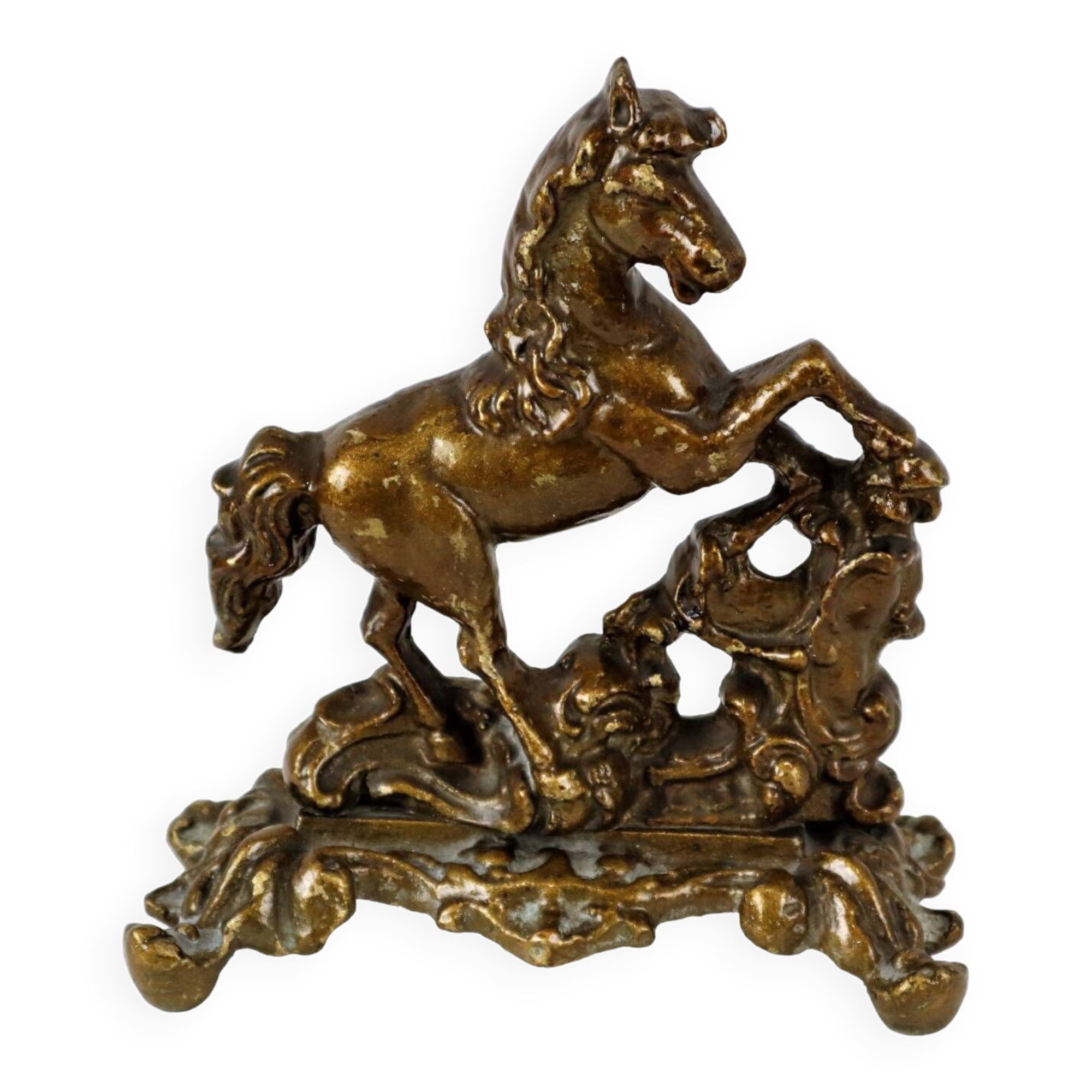 Vintage Horse Statue Solid Bronze Sculpture Patinated 20cm