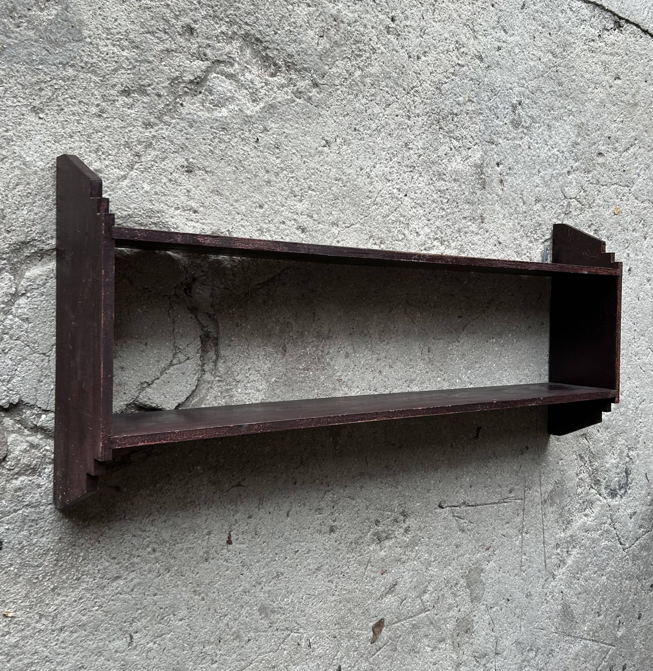 Antique wooden wall shelf, 133cm long