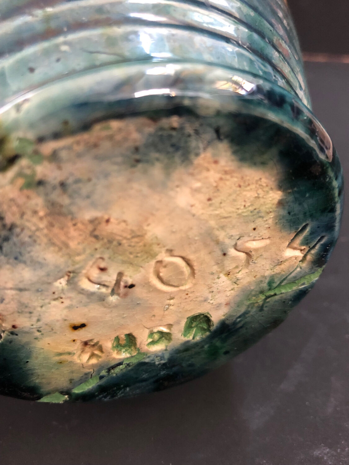 Vase with asymmetrical handles in Flemish stoneware