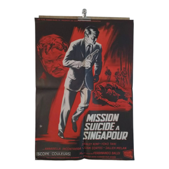 Affiche de cinéma pliée originale mission suicide à Singapour