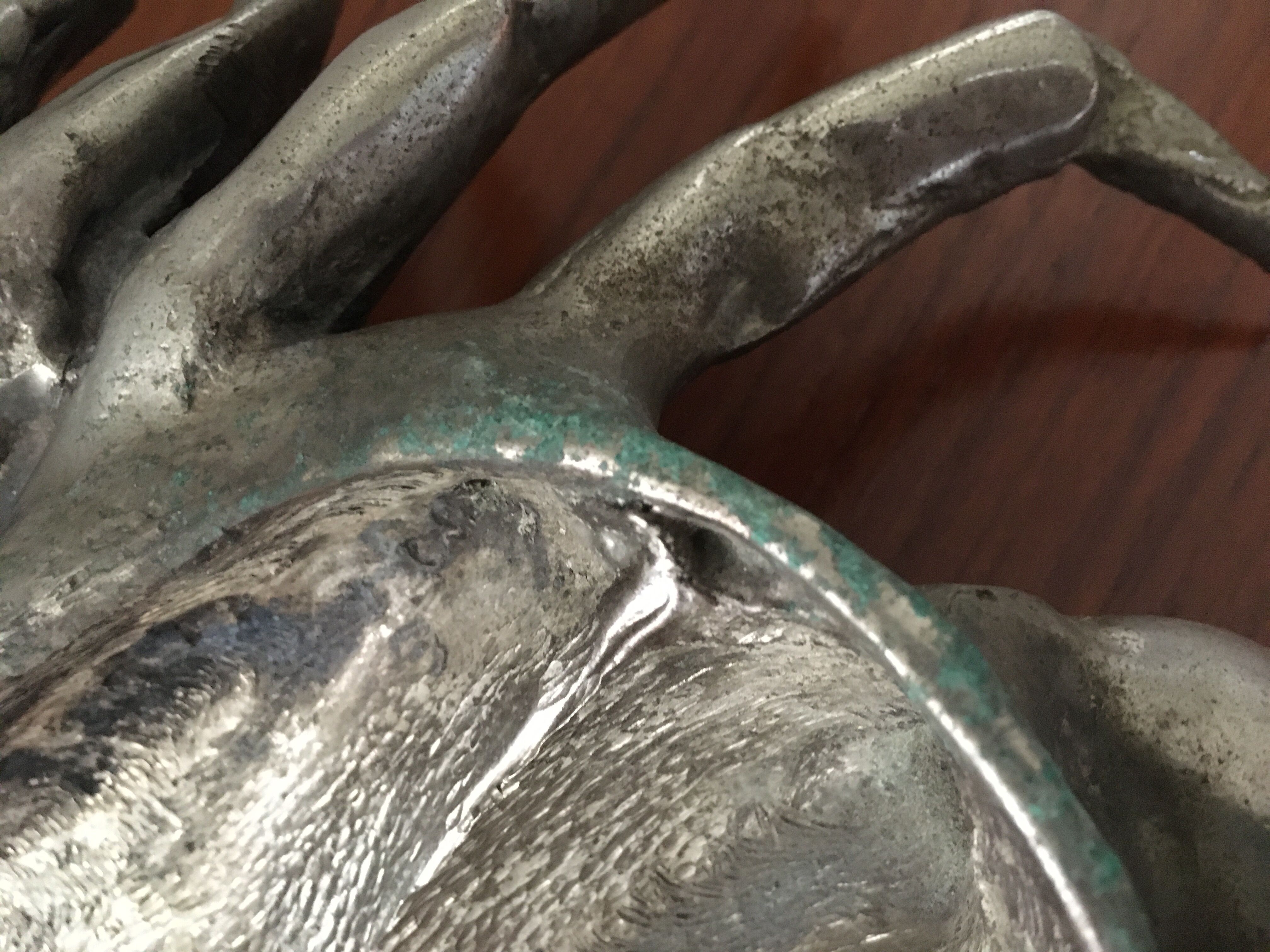 Silver metal box in crab shape