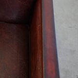 Sheepskin Art Deco design armchair combined with wood
