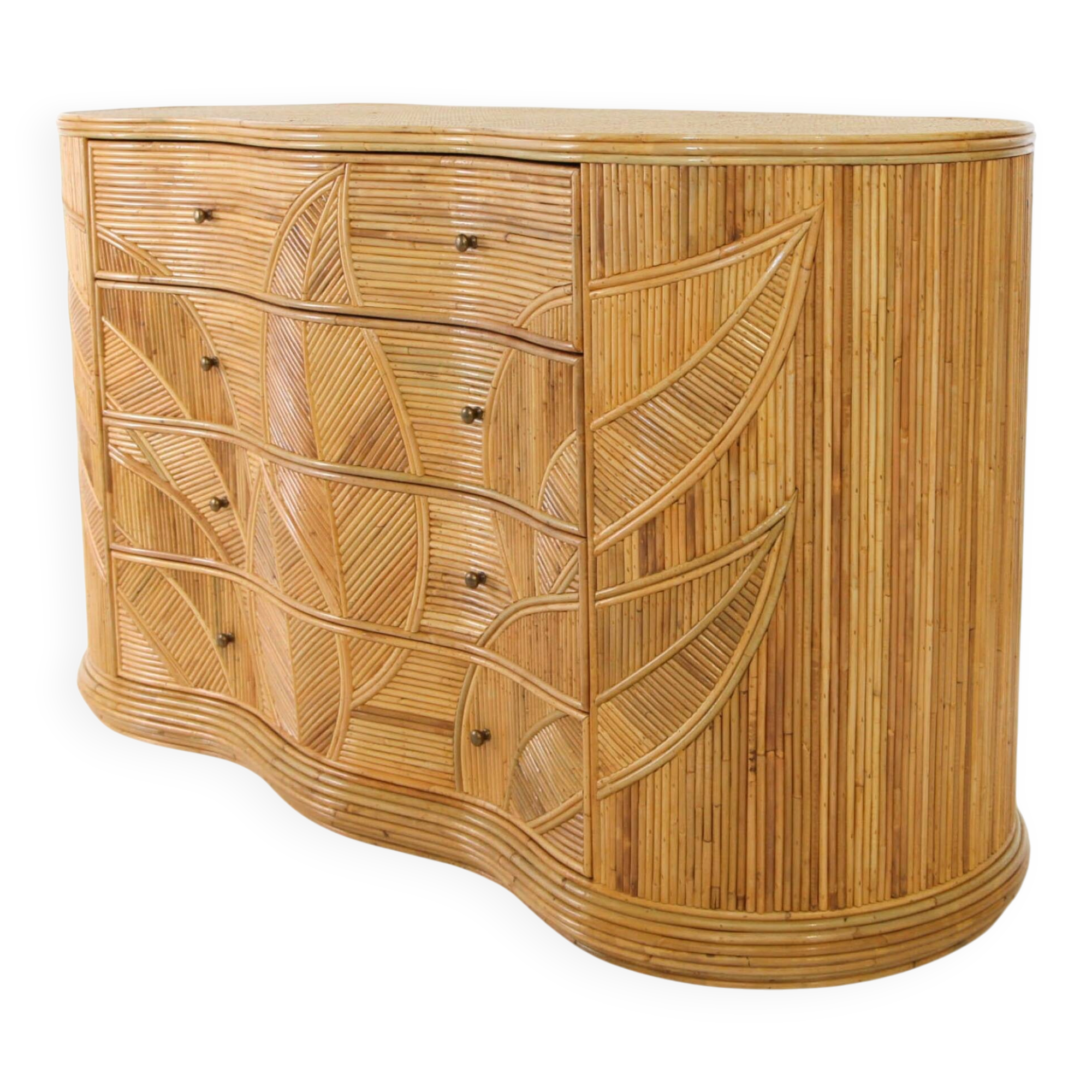 "Leaves" rattan chest of drawers