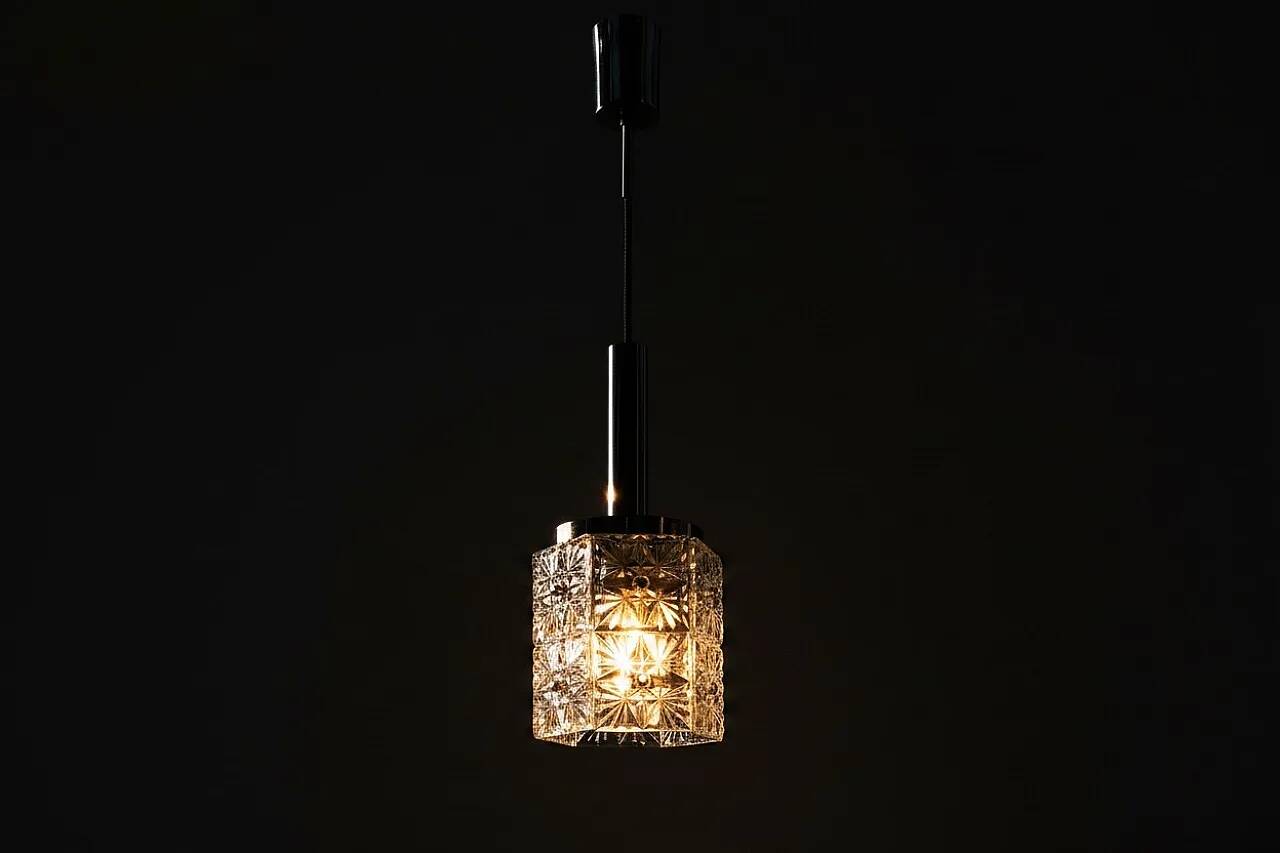 Vintage 1960s ceiling lamp, Venice, Crystal/steel