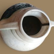Vase à oreilles en faience craquelée art déco - Roses noires