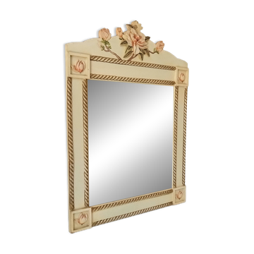 Vintage bohemian mirror from the 80s in carved wood.