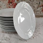 Set of 12 dessert plates in white porcelain marli in relief Wild Ivy