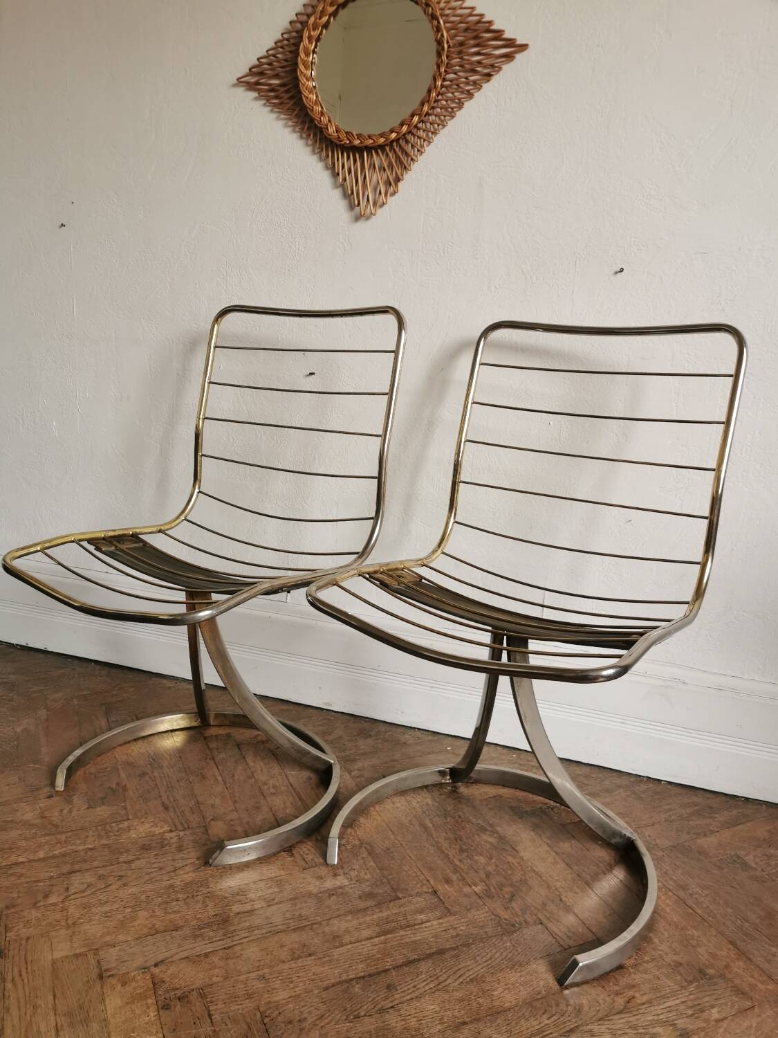 Paire chaises dorées