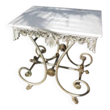 Butcher's table from the late 19th century, wrought iron, brass, and marble.