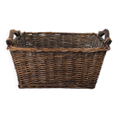 Panier Vintage Anse Rangement Mid Century Panier en osier tressé marron foncé Travail manuel Hygge S
