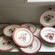 Set of 11 plates signed Mignardises Sarreguemines hand painted decor