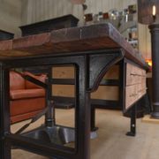 factory workbench in cast iron and wood 1930 with 9 drawers
