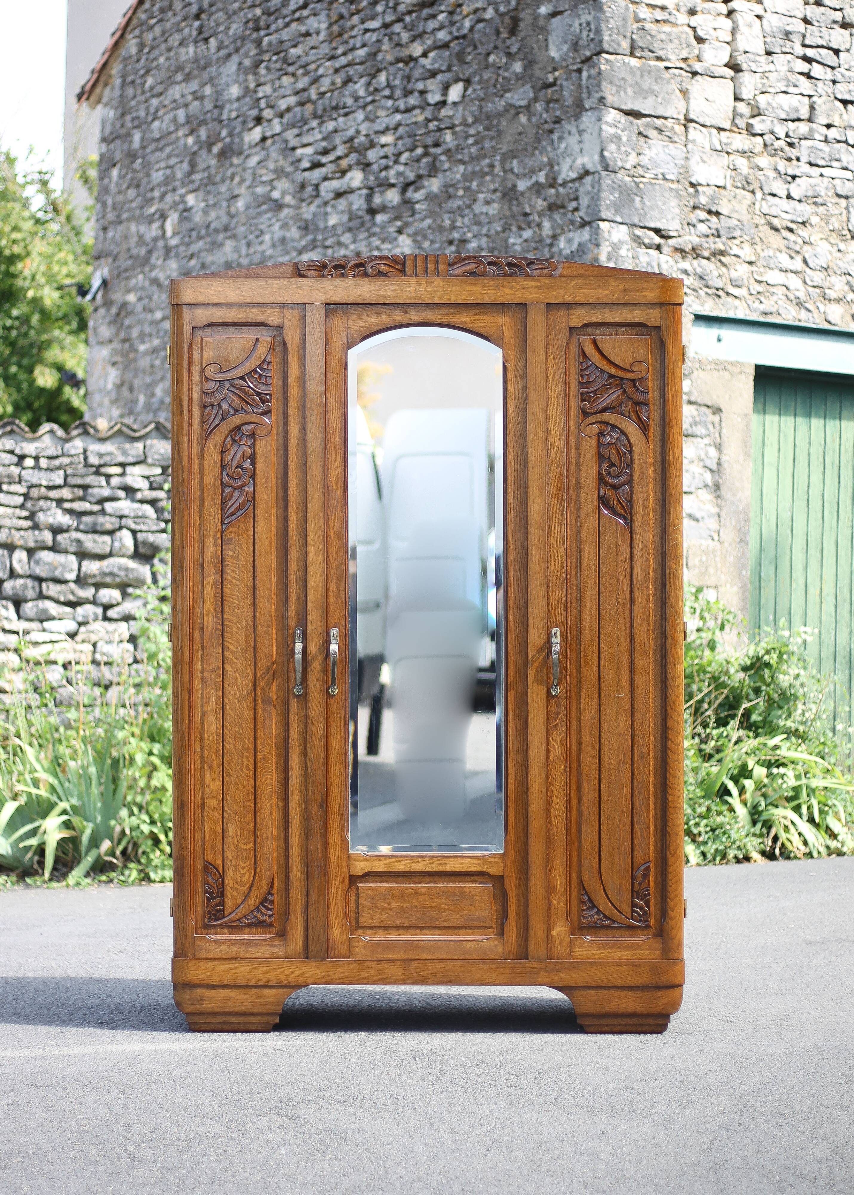 Art deco cabinet, wooden cabinet, vintage storage unit