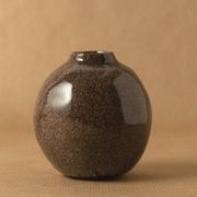 Vase soliflore grès chiné émaillé brun noix de coco vintage 1976