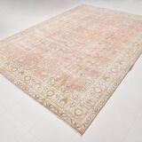 251x363Cm Peach Color Floral Design Rug, Handmade Wool Rug