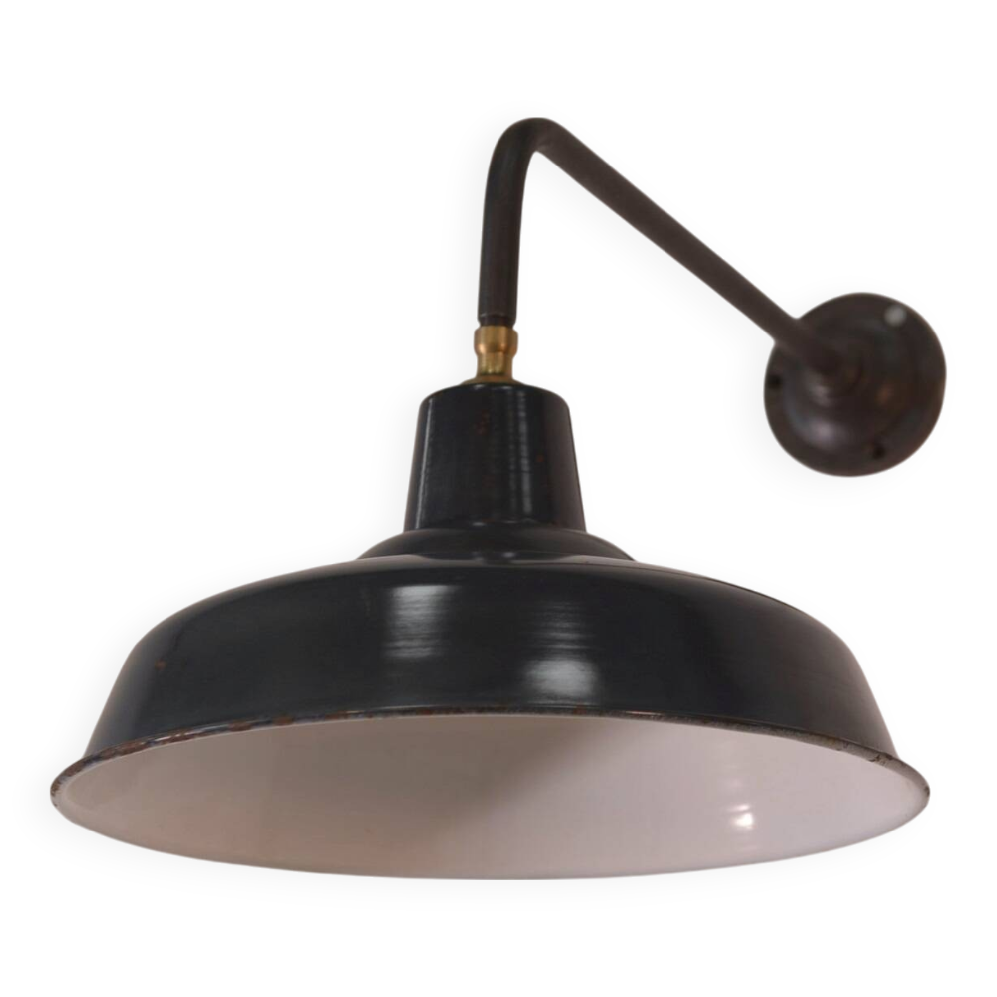 Antique cast iron wall bracket and enamelled globe, 1950s