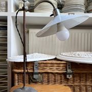 Lampe col de cygne en métal et opaline blanche