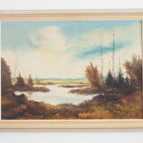 Painting „The Autumn Pond”, Scandinavian design, 1970s