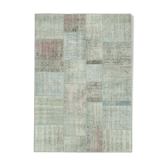 Handmade anatolian overdyed 171 cm x 241 cm blue patchwork carpet