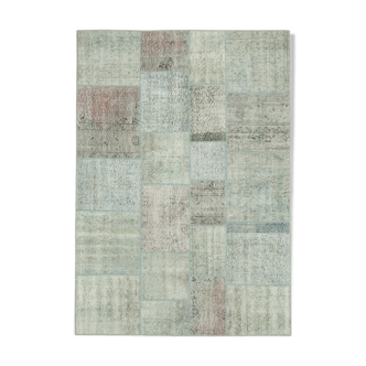 Tapis anatolien fait à la main 171 cm x 241 cm patchwork bleu